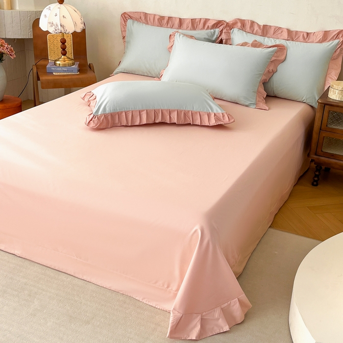 91家纺网 家纺一手货源 找家纺 （总）艾迪尚家纺 2026法式韩版荷叶边纯色长绒棉纯棉单床单单品床单床单单件