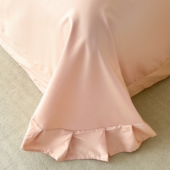 91家纺网 家纺一手货源 找家纺 艾迪尚家纺 2026法式韩版荷叶边纯色长绒棉纯棉单床单单品床单床单单件 瑞绿慕斯粉