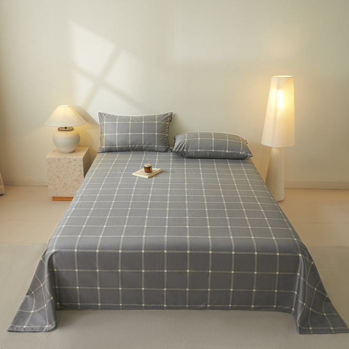 涵宸家纺 2026新款全棉印花单床单-良品 床单-麦田-灰