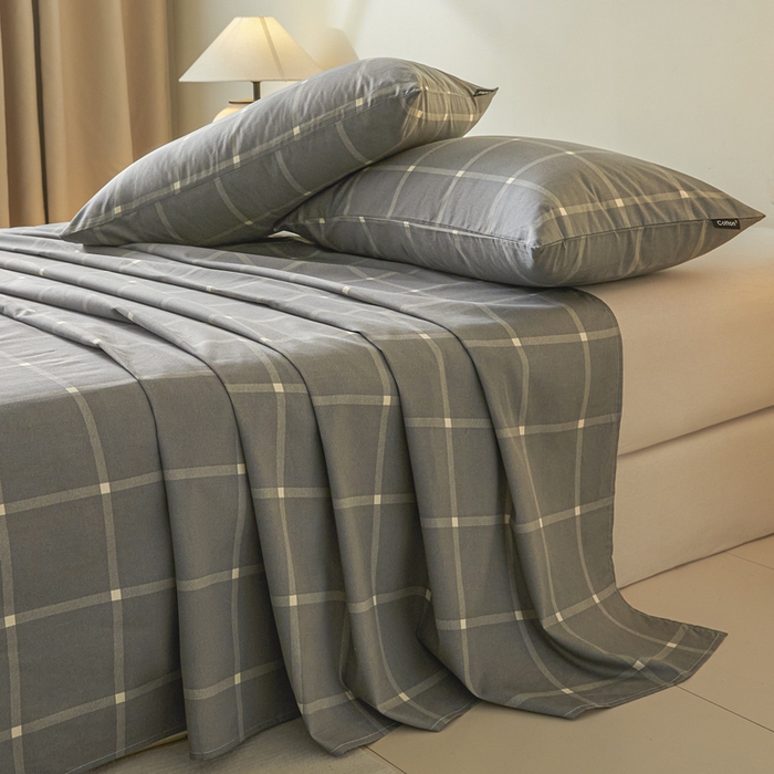 91家纺网 家纺一手货源 找家纺 涵宸家纺 2026新款全棉印花单床单-良品 床单-麦田-灰