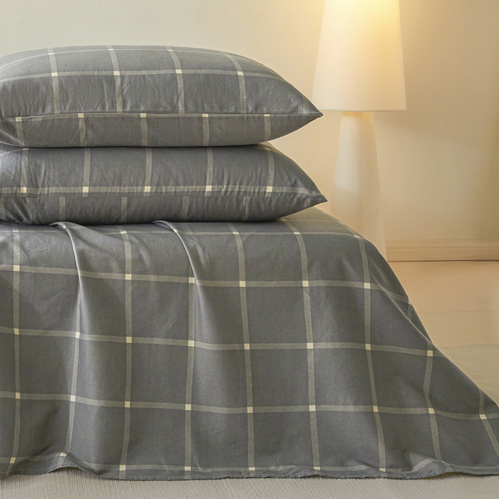 91家纺网 家纺一手货源 找家纺 涵宸家纺 2026新款全棉印花单床单-良品 床单-麦田-灰