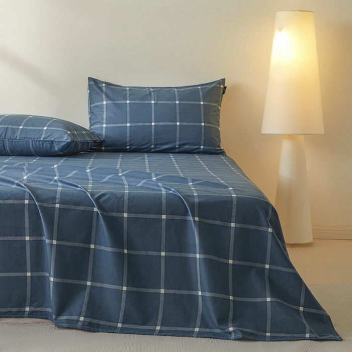 91家纺网 家纺一手货源 找家纺 涵宸家纺 2026新款全棉印花单床单-良品 床单-麦田-兰