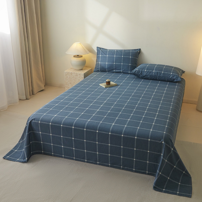 91家纺网 家纺一手货源 找家纺 涵宸家纺 2026新款全棉印花单床单-良品 床单-麦田-兰