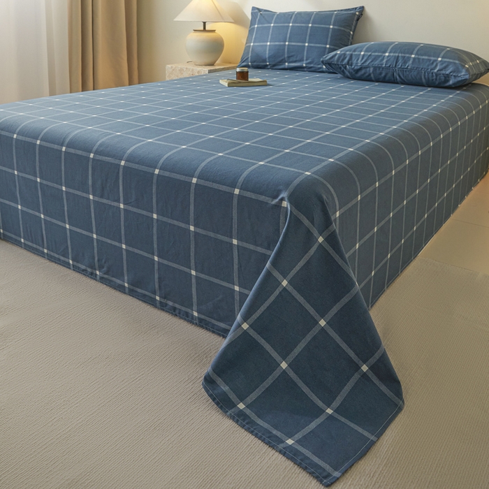 91家纺网 家纺一手货源 找家纺 涵宸家纺 2026新款全棉印花单床单-良品 床单-麦田-兰