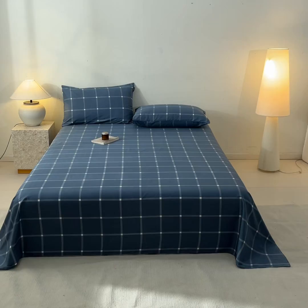 91家纺网 家纺一手货源 找家纺 涵宸家纺 2026新款全棉印花单床单-良品 床单-麦田-兰