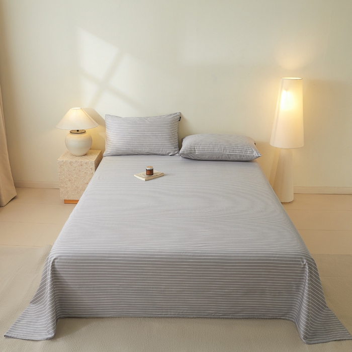 涵宸家纺 2026新款全棉印花单床单-良品 床单-英伦-浅灰