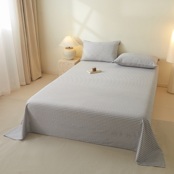 91家纺网 家纺一手货源 找家纺 涵宸家纺 2026新款全棉印花单床单-良品 床单-英伦-浅灰