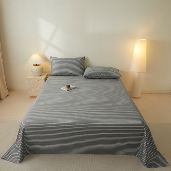 涵宸家纺 2026新款全棉印花单床单-良品 床单-英伦-深灰