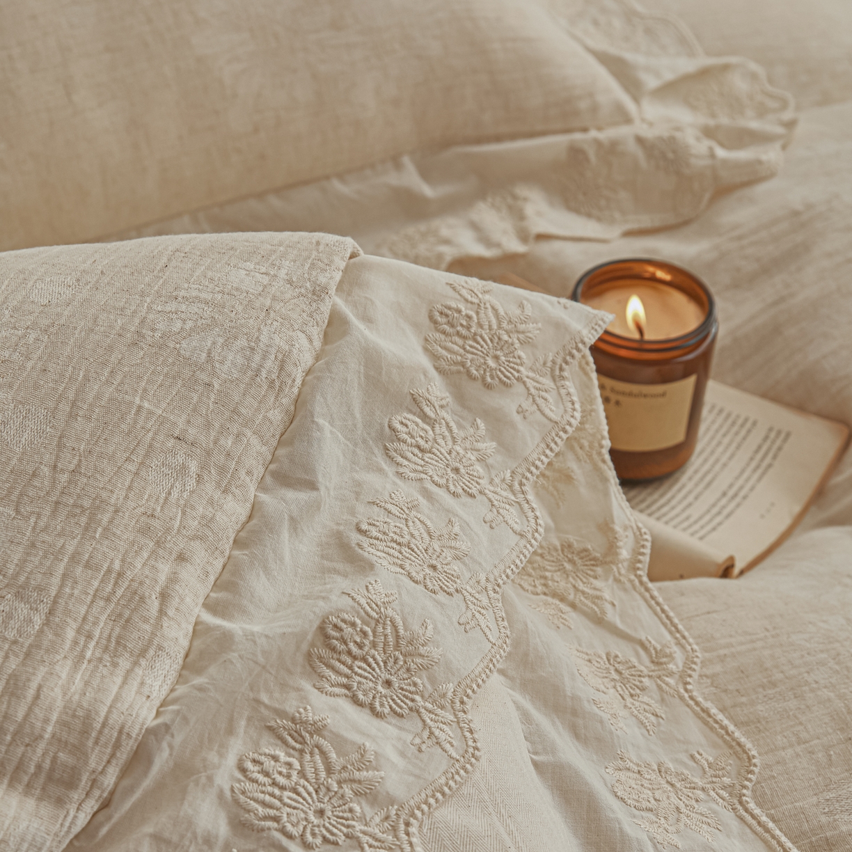 91家纺网 家纺一手货源 找家纺 （总）KA家纺 2026春夏新款色织提花棉麻四件套花边款