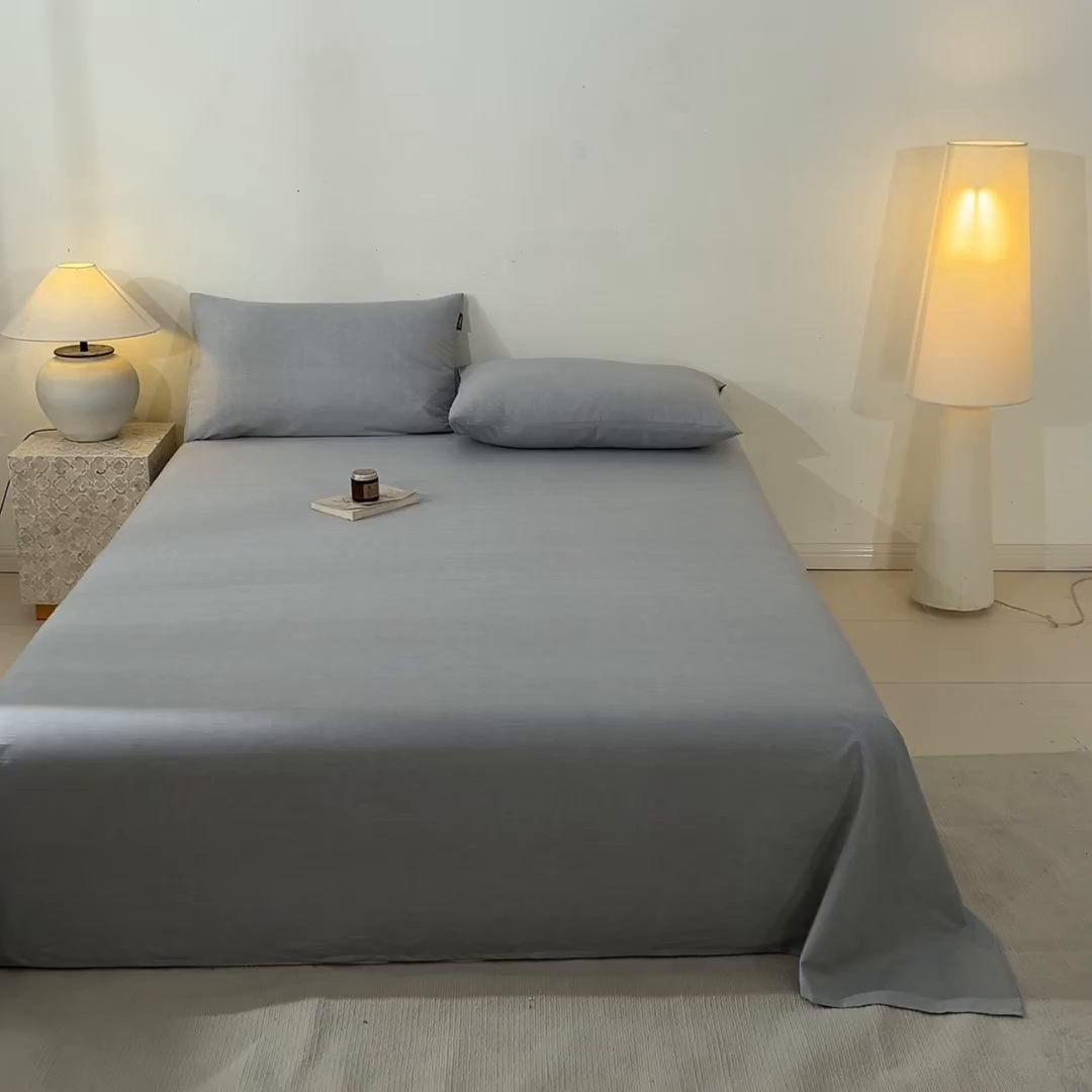 91家纺网 家纺一手货源 找家纺 涵宸家纺 2026新款全棉印花单床单-良品 床单-云纹-浅灰