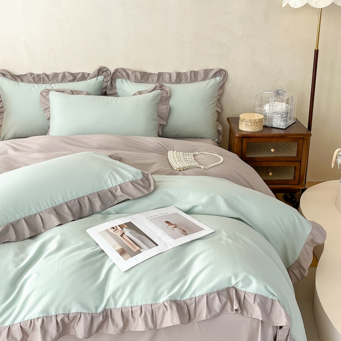 91家纺网 家纺一手货源 找家纺 （总）艾迪尚家纺 2026新款法式韩版荷叶边纯色长绒棉四件套