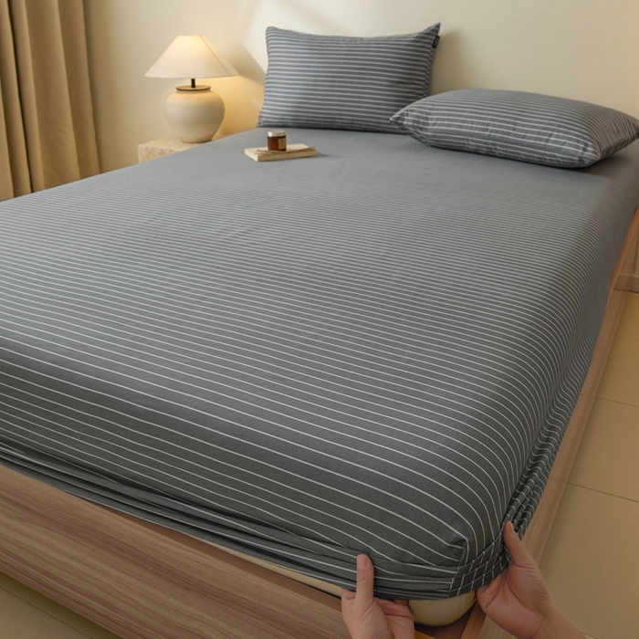 91家纺网 家纺一手货源 找家纺 涵宸家纺 2026新款全棉印花单床笠-良品 床笠-英伦-深灰