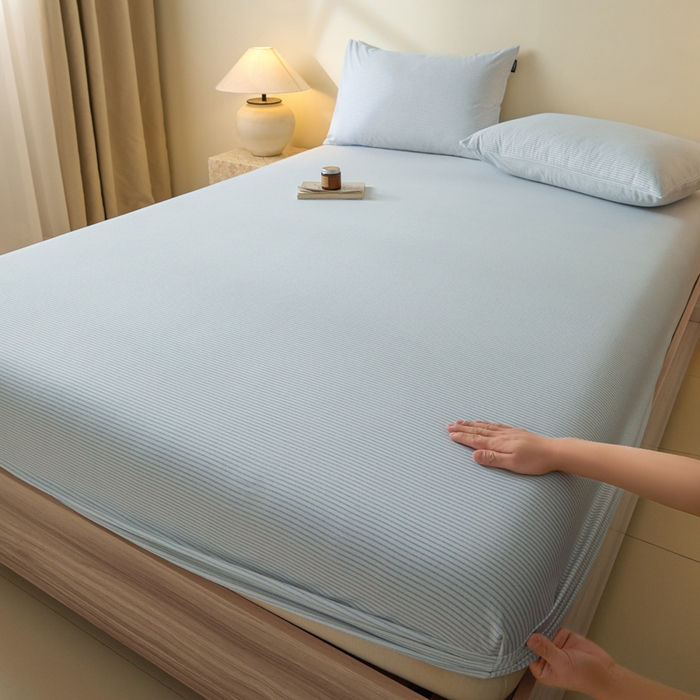 91家纺网 家纺一手货源 找家纺 涵宸家纺 2026新款全棉印花单床笠-良品 床笠-半夏-兰