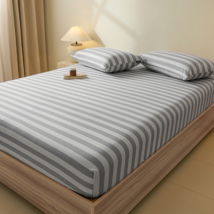 91家纺网 家纺一手货源 找家纺 涵宸家纺 2026新款全棉印花单床笠-良品 床笠-多哈-灰