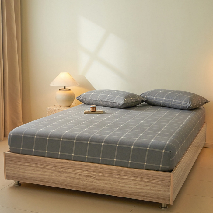 91家纺网 家纺一手货源 找家纺 涵宸家纺 2026新款全棉印花单床笠-良品 床笠-麦田-灰