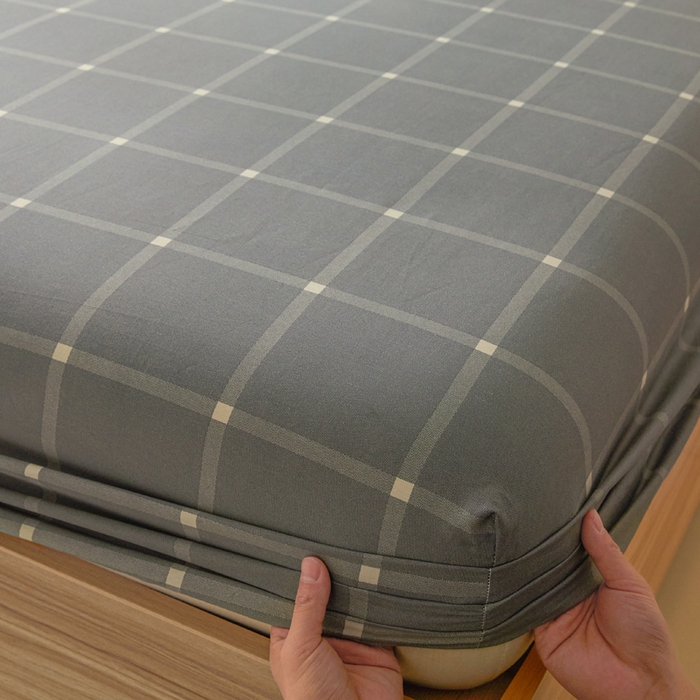 91家纺网 家纺一手货源 找家纺 涵宸家纺 2026新款全棉印花单床笠-良品 床笠-麦田-灰