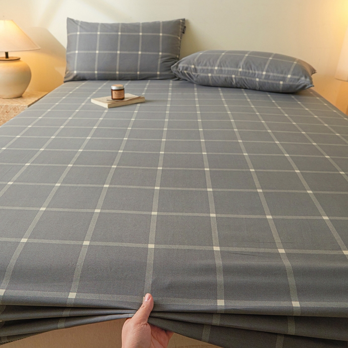 91家纺网 家纺一手货源 找家纺 涵宸家纺 2026新款全棉印花单床笠-良品 床笠-麦田-灰