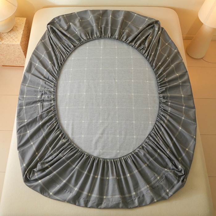 91家纺网 家纺一手货源 找家纺 涵宸家纺 2026新款全棉印花单床笠-良品 床笠-麦田-灰