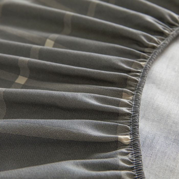 91家纺网 家纺一手货源 找家纺 涵宸家纺 2026新款全棉印花单床笠-良品 床笠-麦田-灰