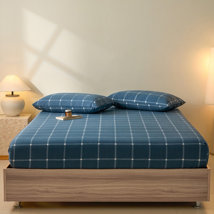 91家纺网 家纺一手货源 找家纺 涵宸家纺 2026新款全棉印花单床笠-良品 床笠-麦田-兰