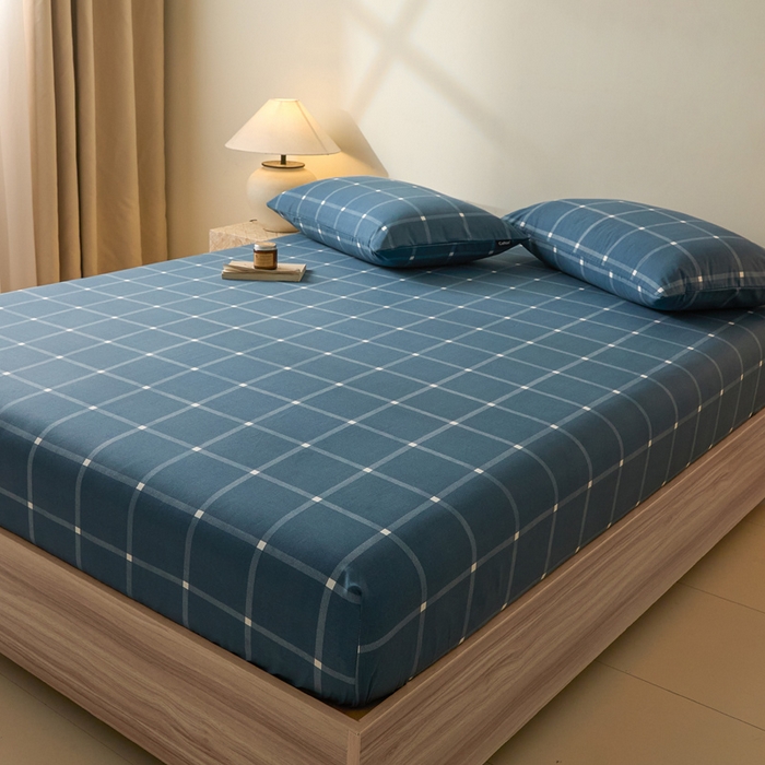 91家纺网 家纺一手货源 找家纺 涵宸家纺 2026新款全棉印花单床笠-良品 床笠-麦田-兰