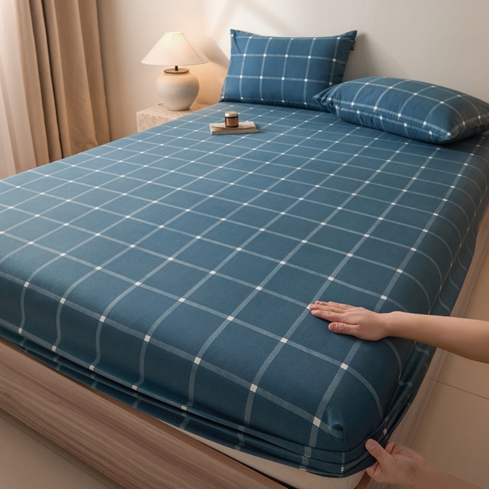 91家纺网 家纺一手货源 找家纺 涵宸家纺 2026新款全棉印花单床笠-良品 床笠-麦田-兰