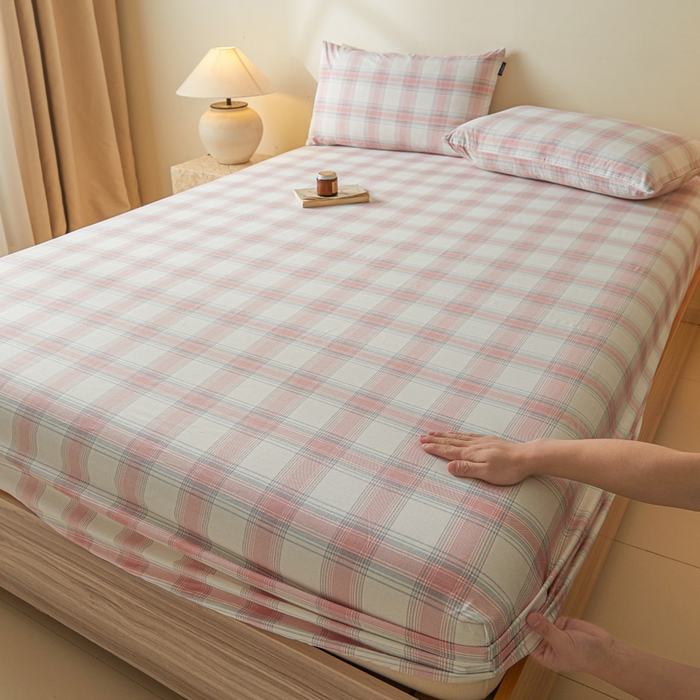 91家纺网 家纺一手货源 找家纺 涵宸家纺 2026新款全棉印花单床笠-良品 床笠-莫妮粉