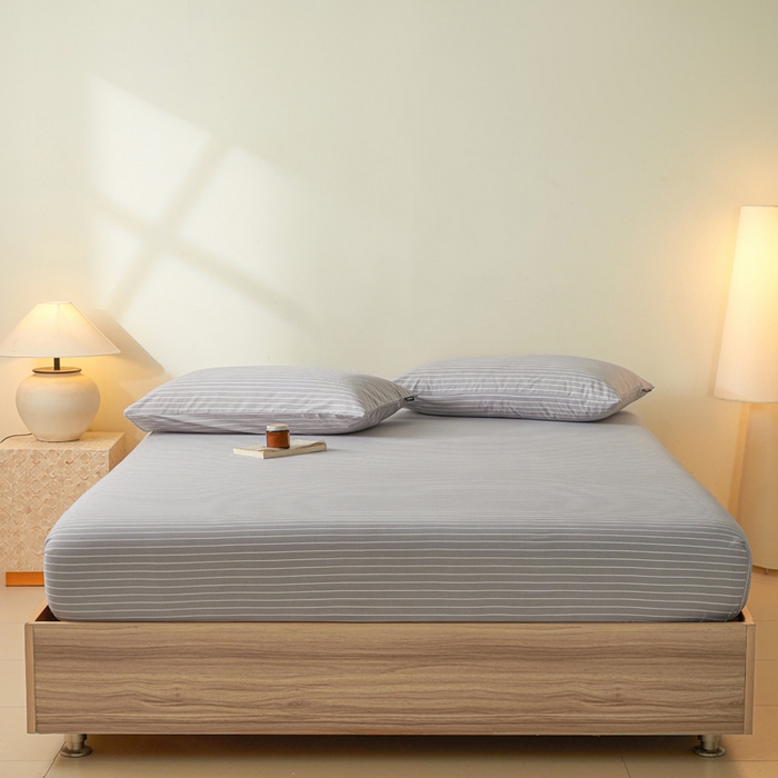 91家纺网 家纺一手货源 找家纺 涵宸家纺 2026新款全棉印花单床笠-良品 床笠-英伦-浅灰