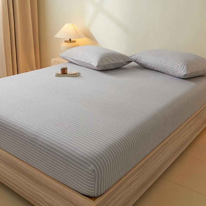 91家纺网 家纺一手货源 找家纺 涵宸家纺 2026新款全棉印花单床笠-良品 床笠-英伦-浅灰