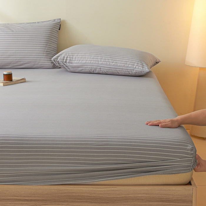 91家纺网 家纺一手货源 找家纺 涵宸家纺 2026新款全棉印花单床笠-良品 床笠-英伦-浅灰