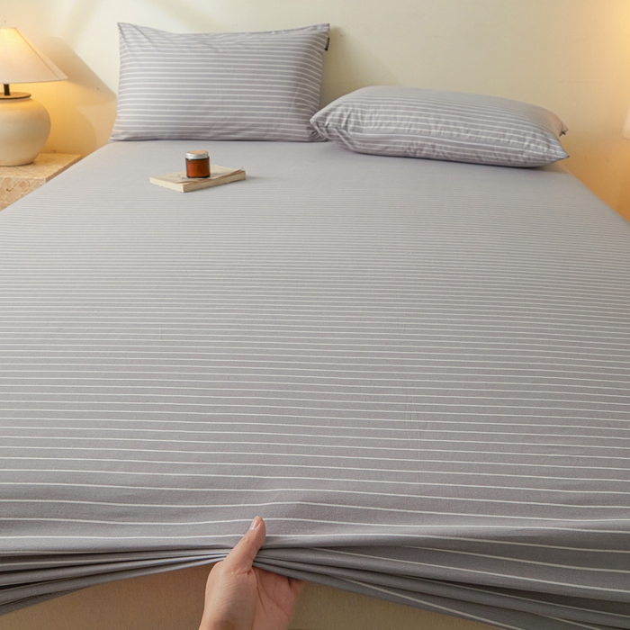 91家纺网 家纺一手货源 找家纺 涵宸家纺 2026新款全棉印花单床笠-良品 床笠-英伦-浅灰