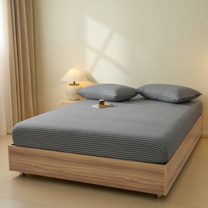 91家纺网 家纺一手货源 找家纺 涵宸家纺 2026新款全棉印花单床笠-良品 床笠-英伦-深灰