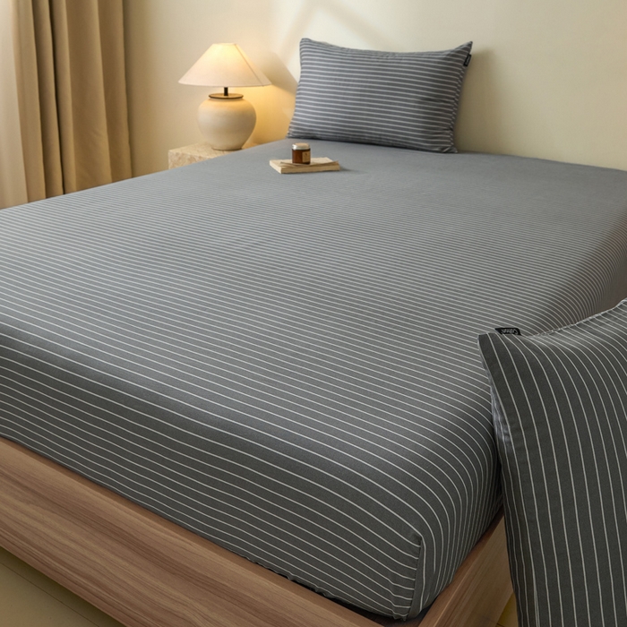 91家纺网 家纺一手货源 找家纺 涵宸家纺 2026新款全棉印花单床笠-良品 床笠-英伦-深灰