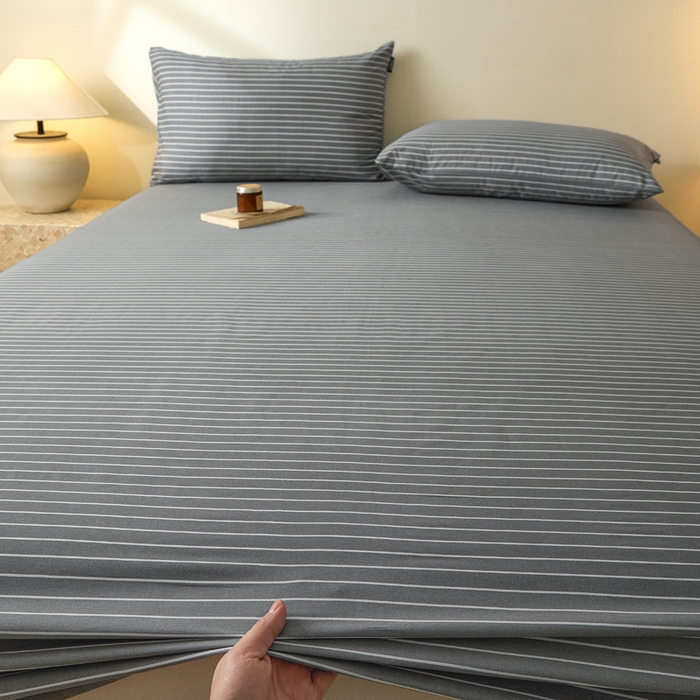 91家纺网 家纺一手货源 找家纺 涵宸家纺 2026新款全棉印花单床笠-良品 床笠-英伦-深灰