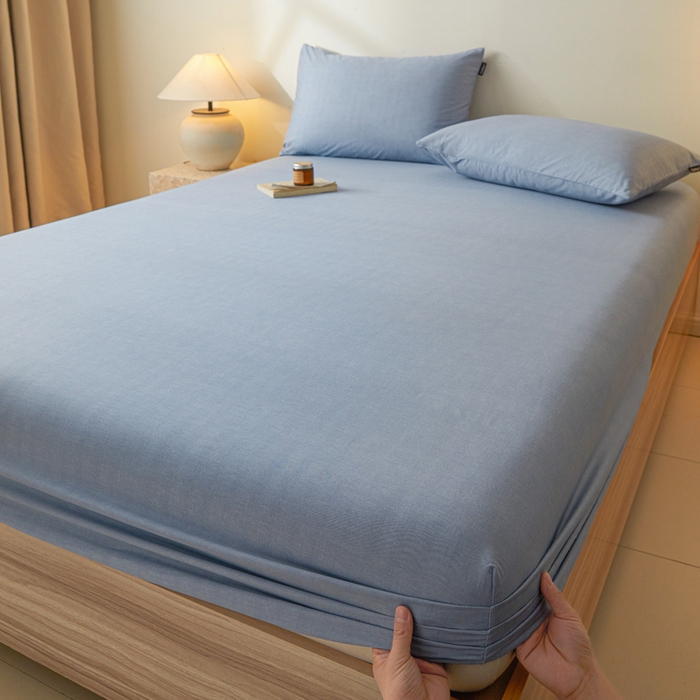 涵宸家纺 2026新款全棉印花单床笠-良品 床笠-云纹-兰