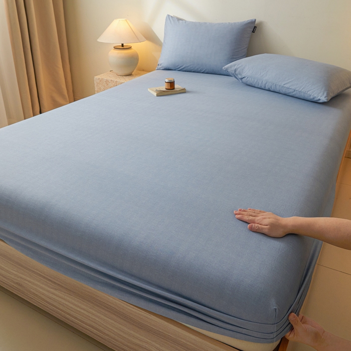 91家纺网 家纺一手货源 找家纺 涵宸家纺 2026新款全棉印花单床笠-良品 床笠-云纹-兰