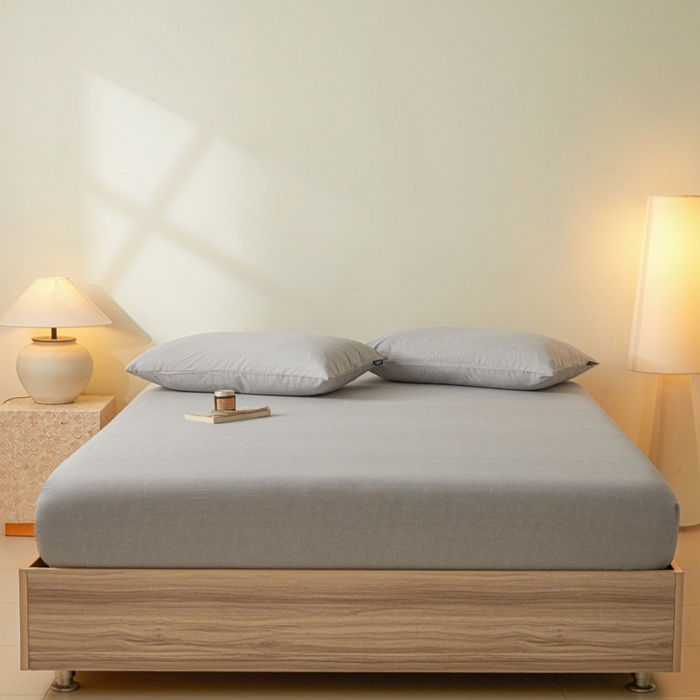 91家纺网 家纺一手货源 找家纺 涵宸家纺 2026新款全棉印花单床笠-良品 床笠-云纹-浅灰