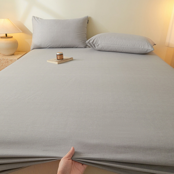 91家纺网 家纺一手货源 找家纺 涵宸家纺 2026新款全棉印花单床笠-良品 床笠-云纹-浅灰