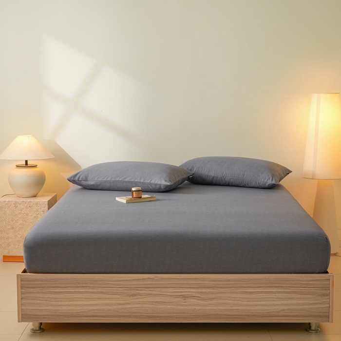 91家纺网 家纺一手货源 找家纺 涵宸家纺 2026新款全棉印花单床笠-良品 床笠-云纹-深灰