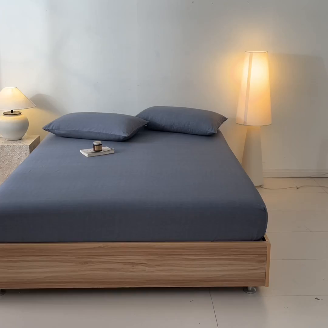 91家纺网 家纺一手货源 找家纺 涵宸家纺 2026新款全棉印花单床笠-良品 床笠-云纹-深灰