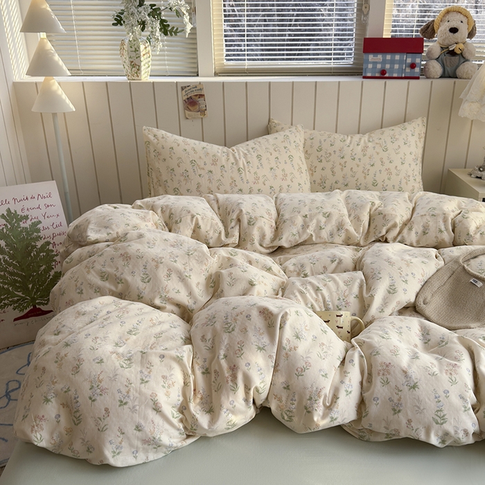 91家纺网 家纺一手货源 找家纺 爱思佳 2026新款全棉纯棉双层纱基款系列四件套 初春