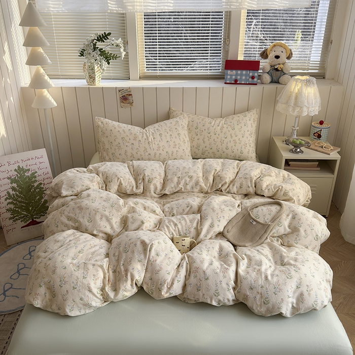 91家纺网 家纺一手货源 找家纺 爱思佳 2026新款全棉纯棉双层纱基款系列四件套 初春