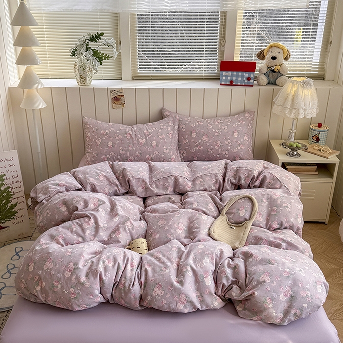 91家纺网 家纺一手货源 找家纺 爱思佳 2026新款全棉纯棉双层纱基款系列四件套 蒂芙尼