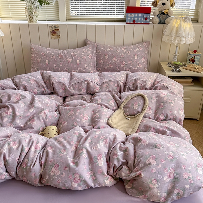 91家纺网 家纺一手货源 找家纺 爱思佳 2026新款全棉纯棉双层纱基款系列四件套 蒂芙尼