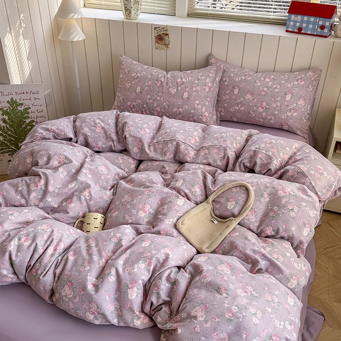 91家纺网 家纺一手货源 找家纺 爱思佳 2026新款全棉纯棉双层纱基款系列四件套 蒂芙尼