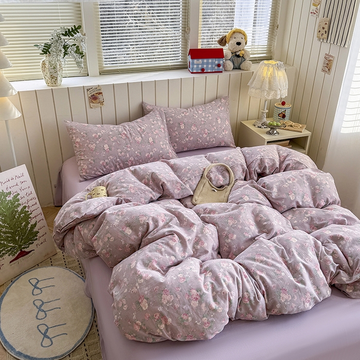 91家纺网 家纺一手货源 找家纺 爱思佳 2026新款全棉纯棉双层纱基款系列四件套 蒂芙尼