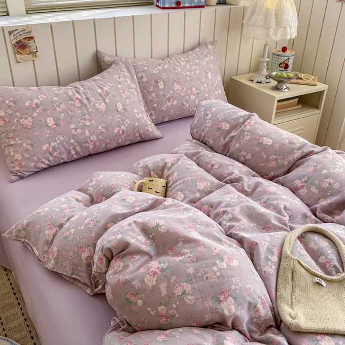 91家纺网 家纺一手货源 找家纺 爱思佳 2026新款全棉纯棉双层纱基款系列四件套 蒂芙尼