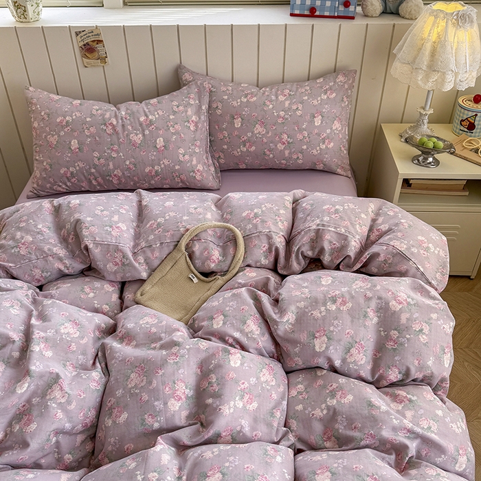 91家纺网 家纺一手货源 找家纺 爱思佳 2026新款全棉纯棉双层纱基款系列四件套 蒂芙尼