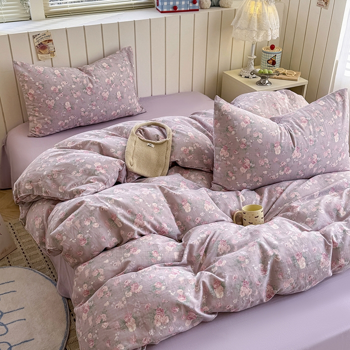 91家纺网 家纺一手货源 找家纺 爱思佳 2026新款全棉纯棉双层纱基款系列四件套 蒂芙尼