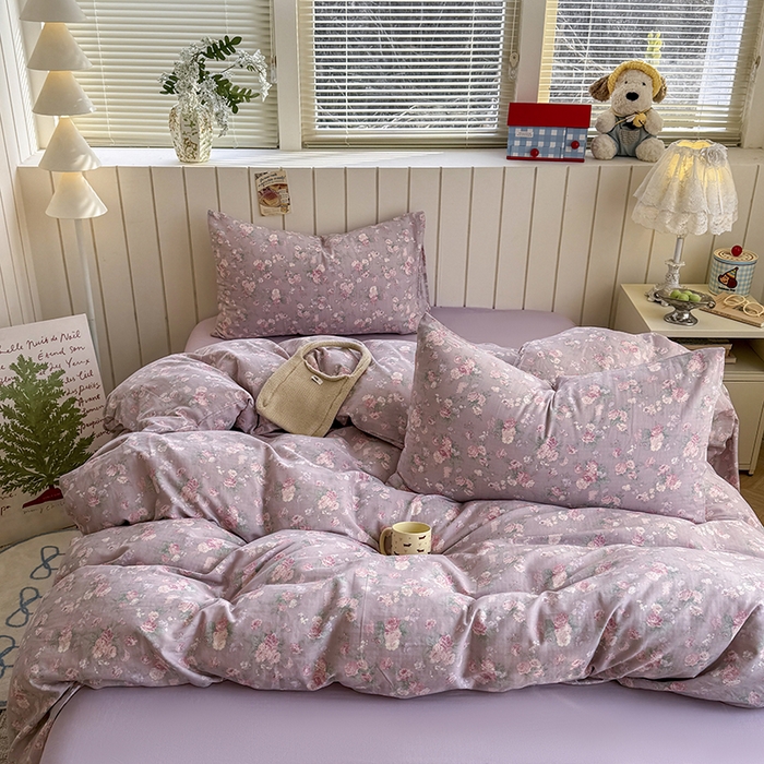 91家纺网 家纺一手货源 找家纺 爱思佳 2026新款全棉纯棉双层纱基款系列四件套 蒂芙尼